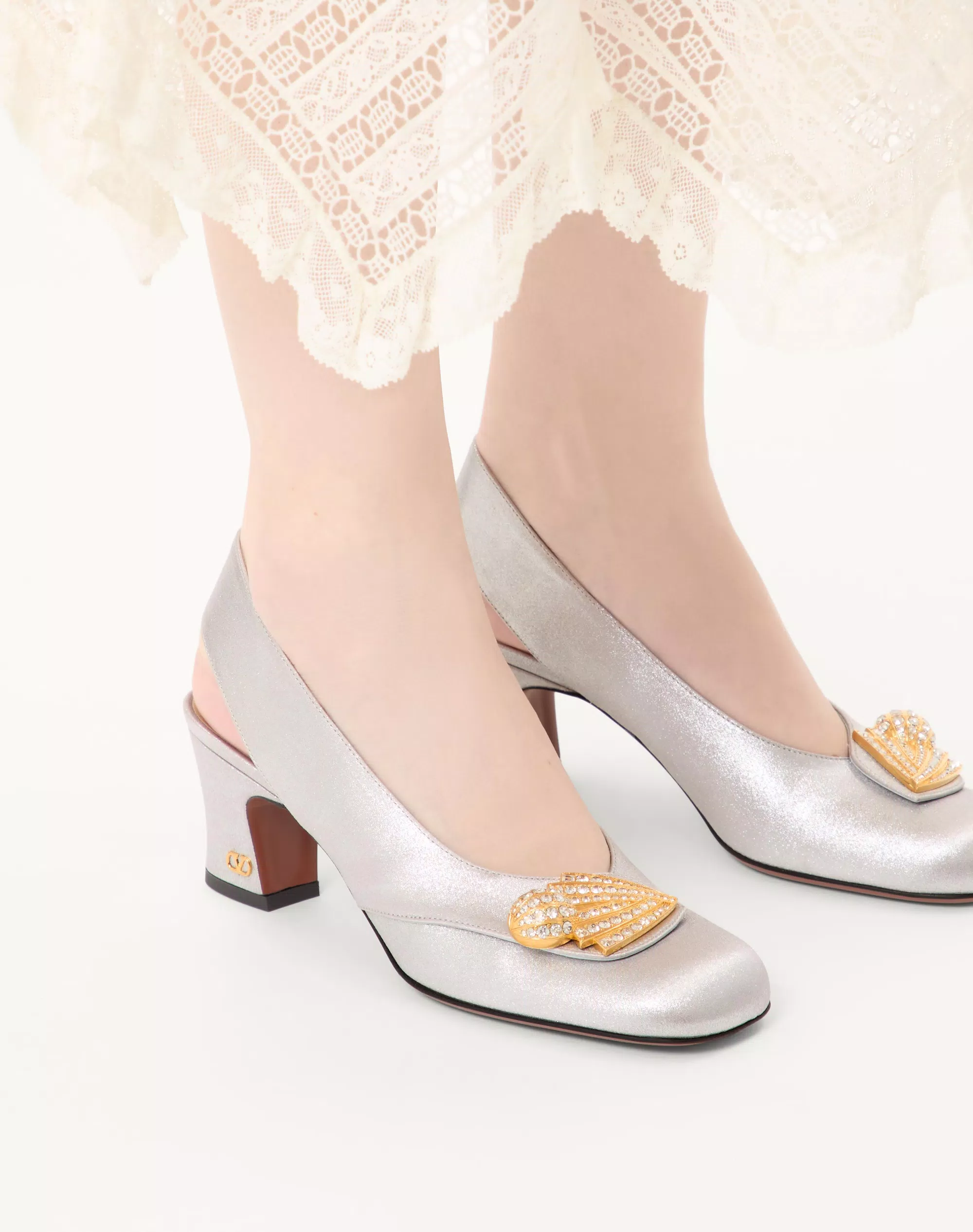 Valentino Adamantine Slingback Pumps In Glitter Fabric 60Mm - Image 7